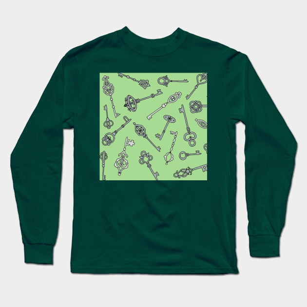 Skeleton Keys Green Palette Long Sleeve T-Shirt by HLeslie Design